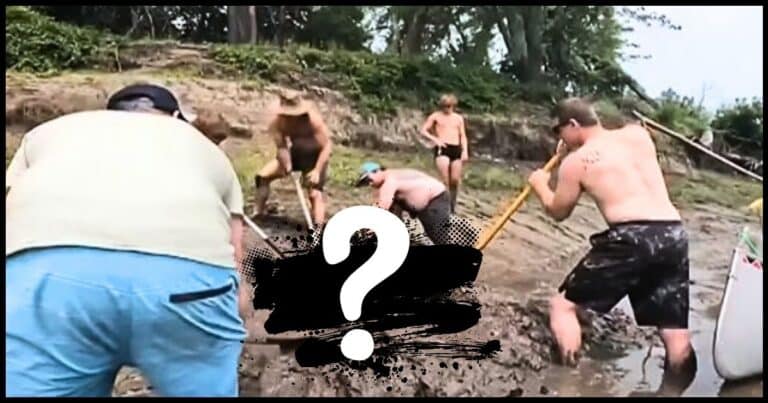 Bachelor Party Canoe Trip Takes A Bizarre Turn – They See A Head Poking Out Of The Mud…