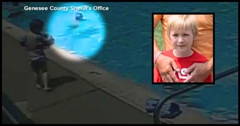 Little Boy Struggles To Stay Afloat -After He Starts to Sink, Two Surprise Rescuers Dive In