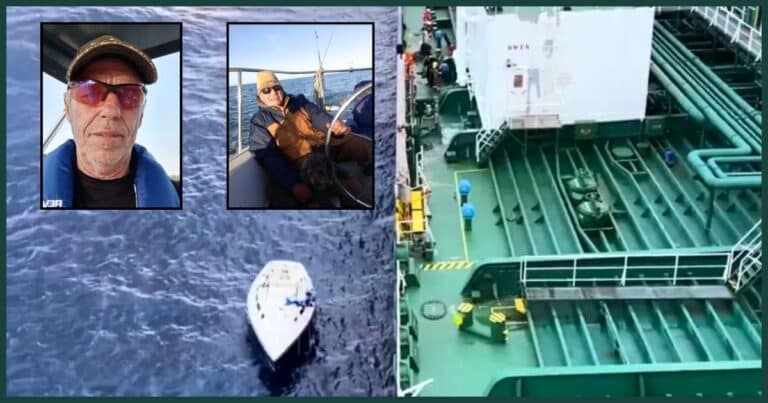 Massive Ship Spots A Tiny Sailboat – Captain Looks Overboard And Stares In Shock