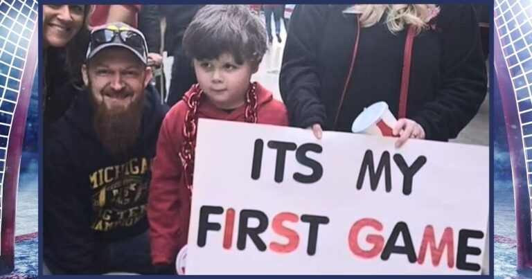 Little Boy Holds Up Adorable Sign At Hockey Game – His 4 Words Go Viral In Just Minutes